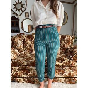 Vintage Norton McNaughton Petite Teal Striped Pants